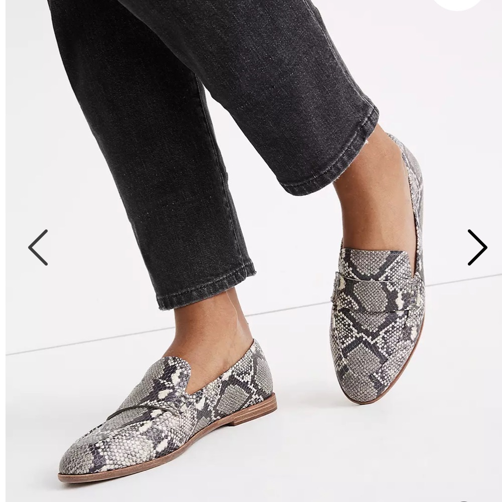 Madewell Snake-Print Slip-On Loafers in Gray and Black
